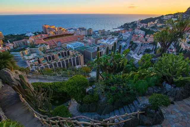 town, travel, tourism, sunset, monaco, botanical garden, nature, ligurian sea