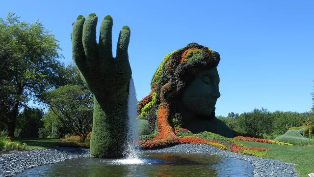 jardin, botanique, montreal, beautiful flowers, statue, fountain, water fountain, pool, sculpture, nature, plant sculpture, botanic, flower, garden, cultivation, gardening, cultivate, outdoors, landscaping, blue flower, blue garden, blue plant, flower wallpaper, blue gardening, flower background, blue plants. Quebec City's historic gardens vs Montreal's botanical garden: which suits a garden trip