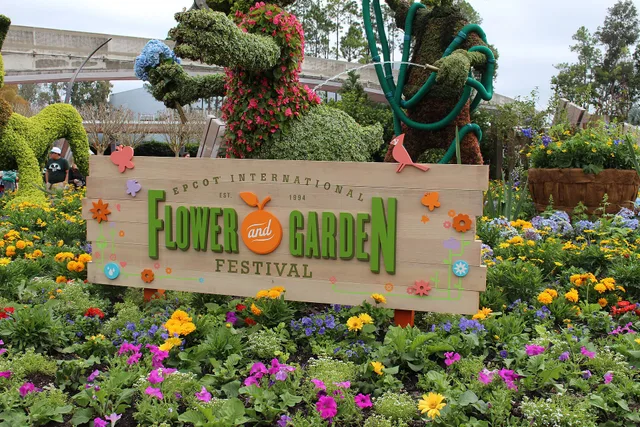 Epcot Flower and Garden Festival 2015 "Goofy About Spring" Main Entrance Topiary. US Garden Festival Timed Entry Ticket Cost: What You Pay