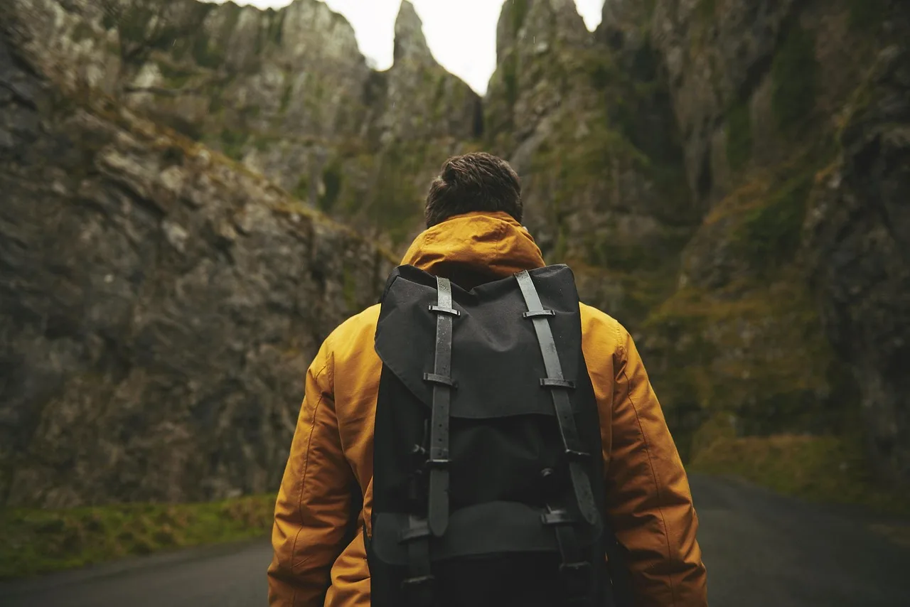 man, adventure, backpack, adult, male, outdoors, person, recreation, mountains, nature, hiker, hiking, hike, trek, travel, backpacking, backpacker. Garden travel packing list: water, food and free printables