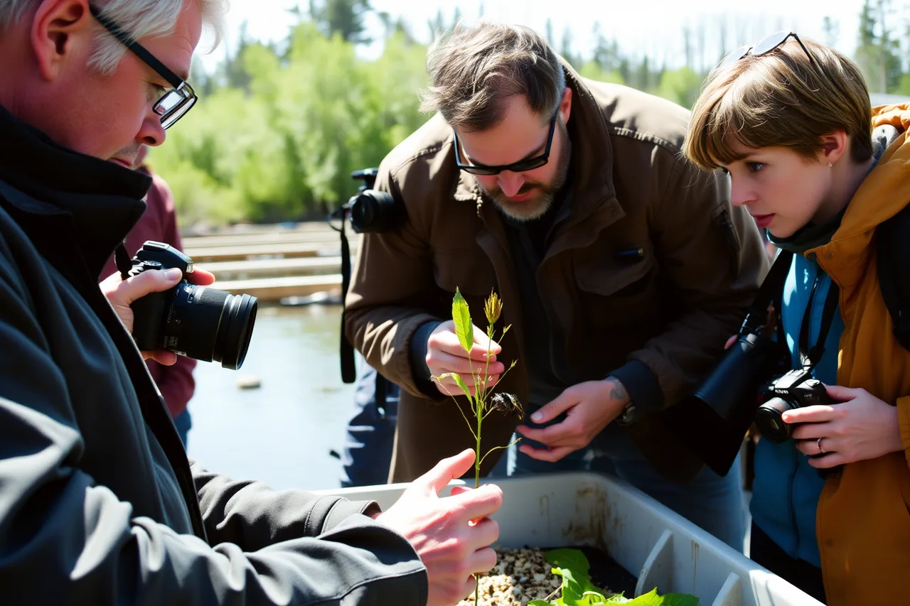 Photographer teaching macro photography at a fish hatchery workshop (Photographing a garden while a paid tour keeps moving on someone else's clock)