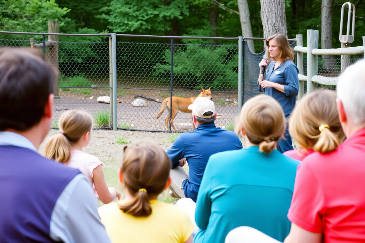 Educator leading a red wolf session for visitors at a wildlife refuge (Getting garden itinerary building right the first time in 2027)