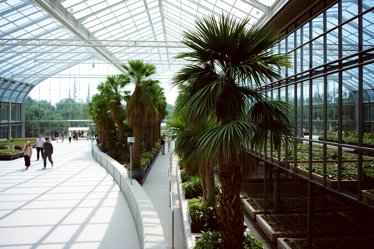 Glasshouse interior at midday with visitors on the path (Garden itinerary building: the parts worth your attention)