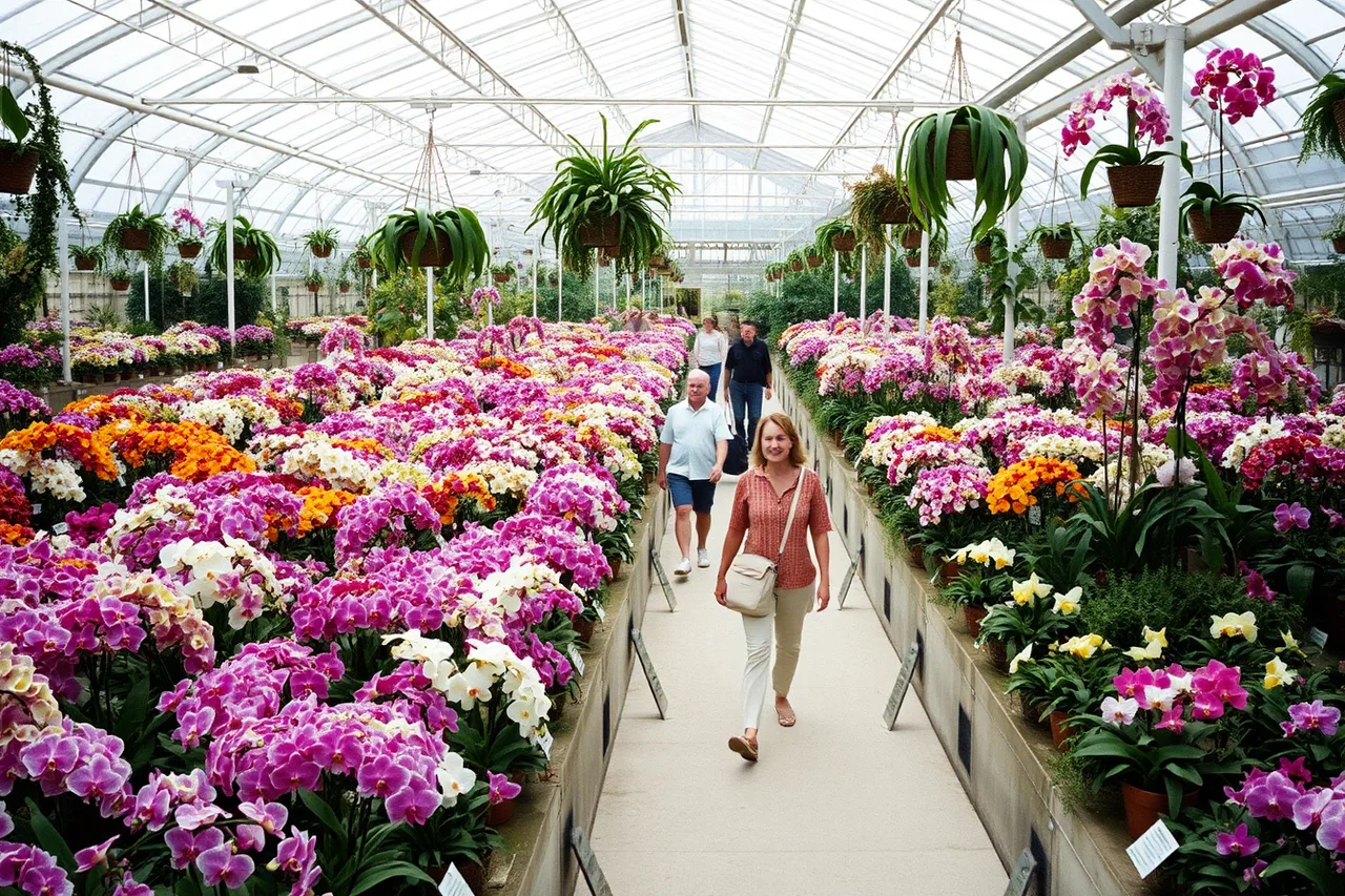 Rare orchids massed in a conservatory display at the annual orchid show (Guided tour or your own itinerary: how to choose, explained properly)