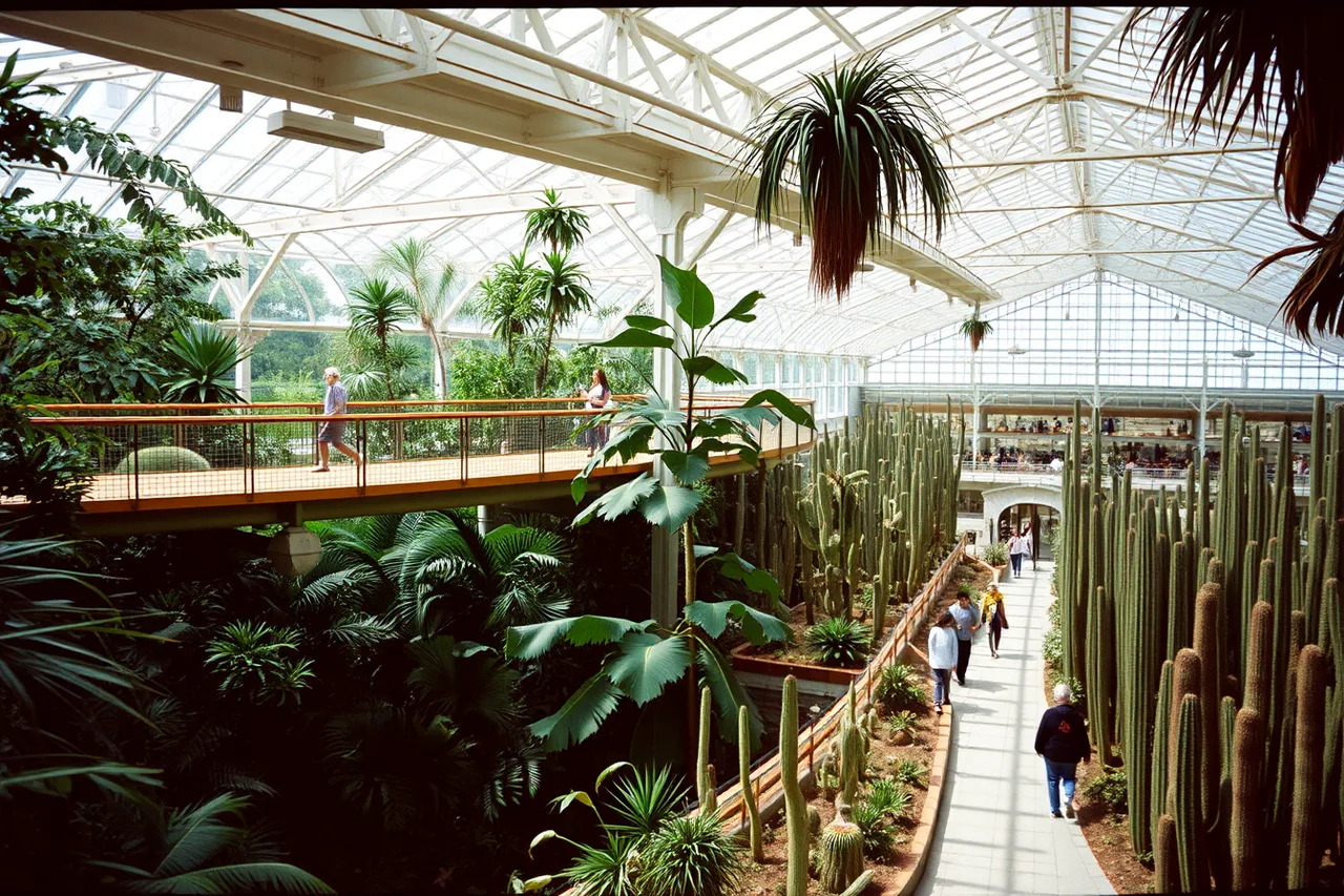 Interior of the US Botanic Garden Conservatory with tropical canopy mezzanine and desert house (Botanical garden travel in 2027 starts with a field guide, not a booking page)